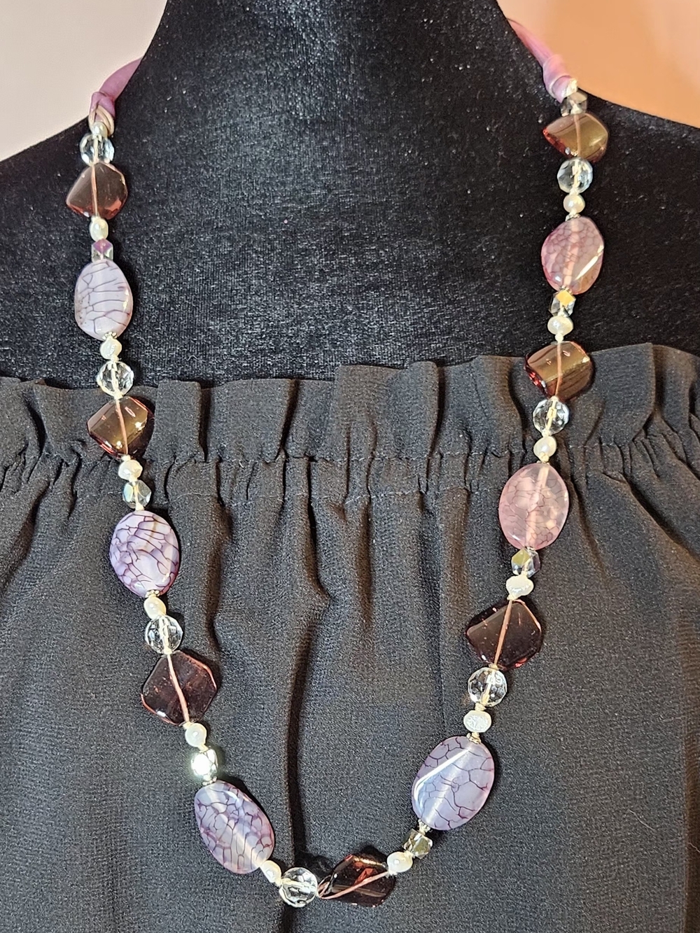 Elegant Lavender & Pink Beaded Necklace - Women Jewelry